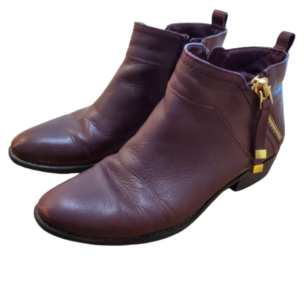 Franco Sarto Leather Ankle Boots Maroon Size 8